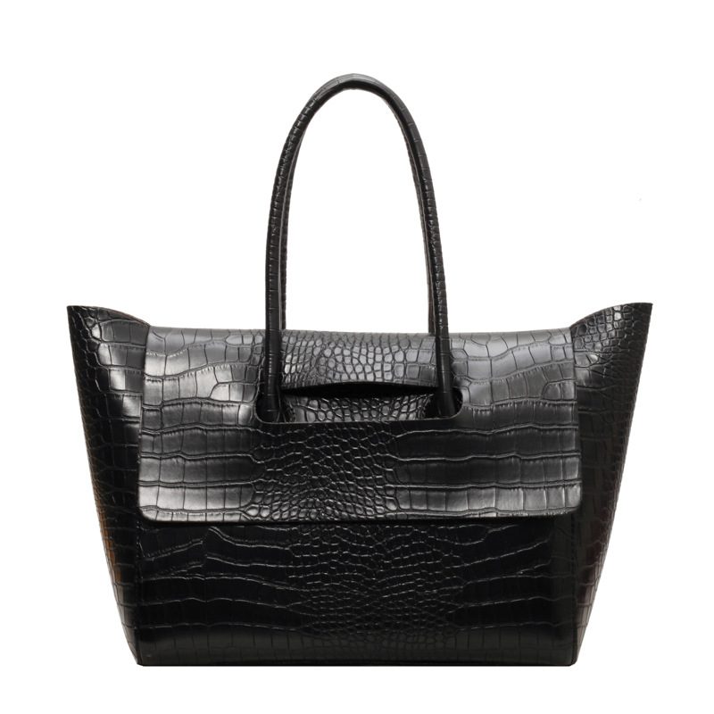 Crocodile Embossed Leather Tote Bag view 8