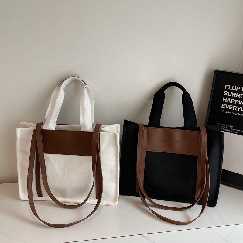 Color Block Shoulder Tote Bag