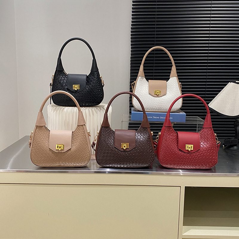 Woven Texture Top-Handle Underarm Tote Bag