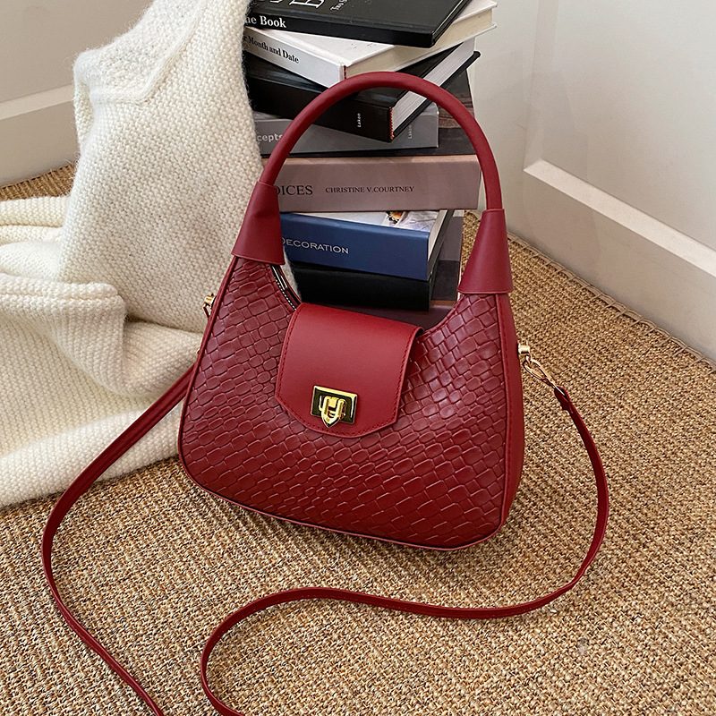Woven Texture Top-Handle Underarm Tote Bag view 3