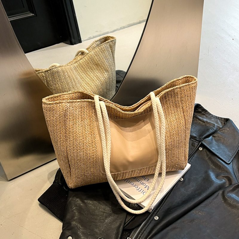 Woven Large Capacity Top-Handle Tote Bag view 2