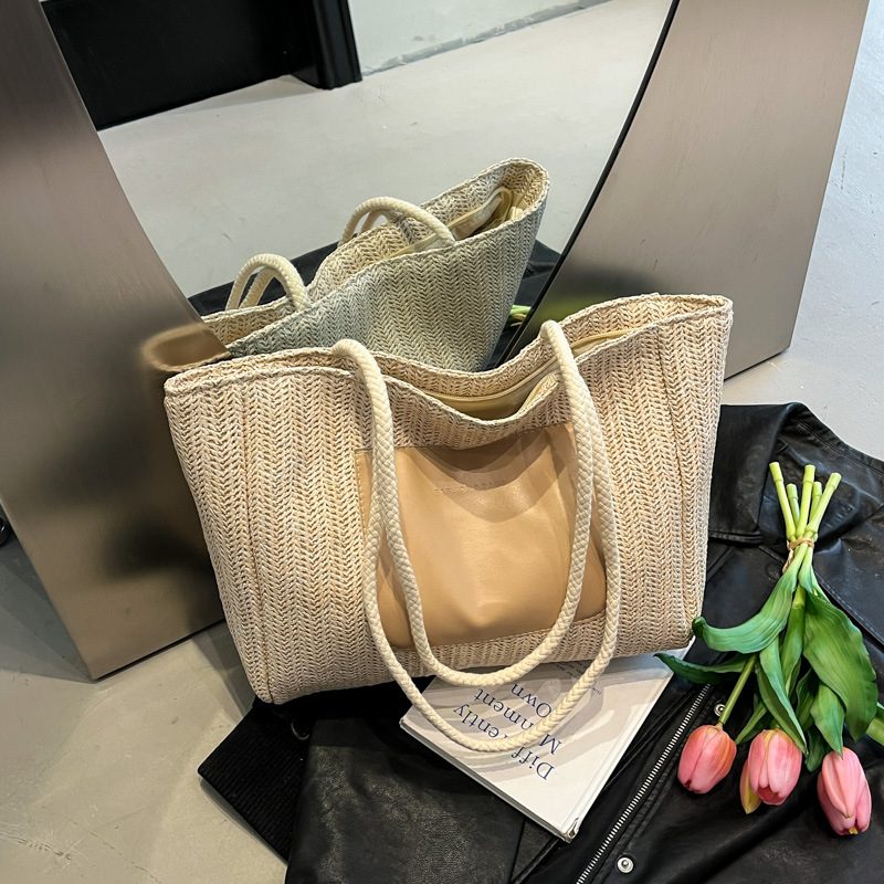 Woven Large Capacity Top-Handle Tote Bag view 4