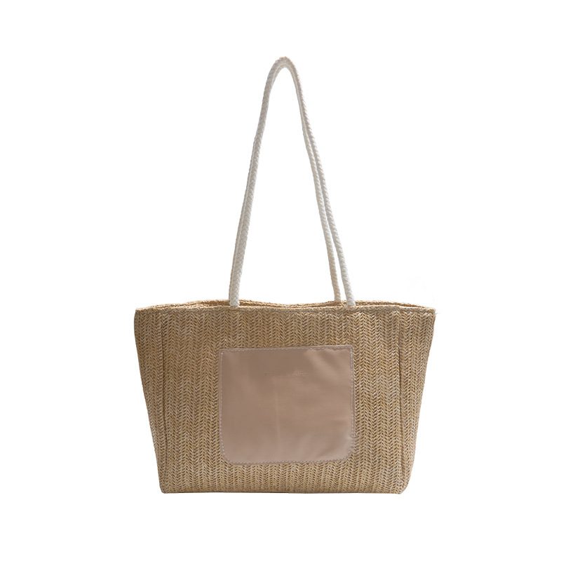 Woven Large Capacity Top-Handle Tote Bag view 5