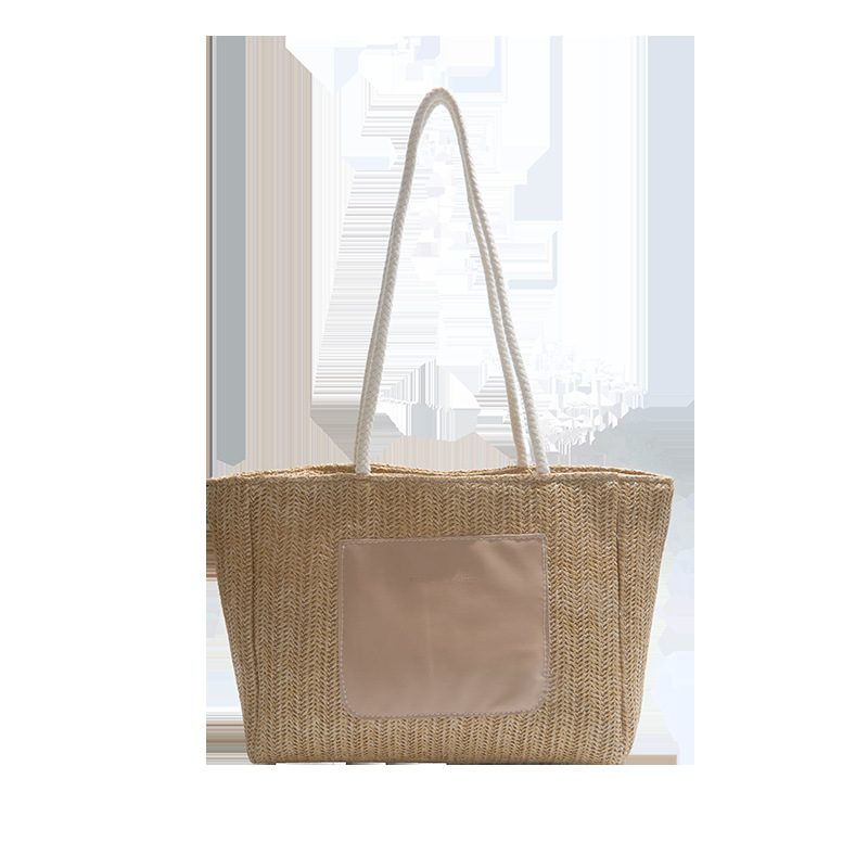 Woven Large Capacity Top-Handle Tote Bag view 6