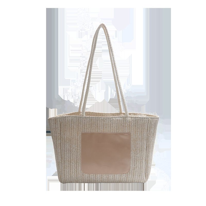 Woven Large Capacity Top-Handle Tote Bag view 7