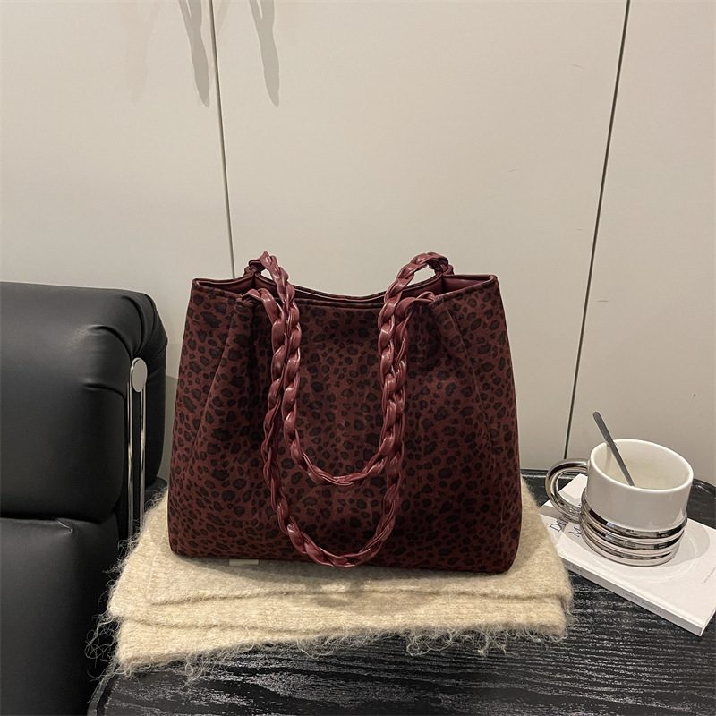 Vintage Leopard Print Large-Capacity Tote Bag view 3