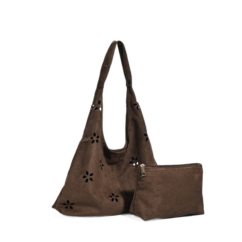 Schultertasche aus Wildleder mit Blütenblatt-Ausschnitten view 5