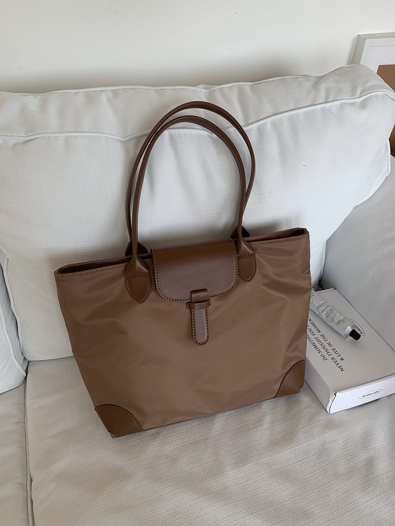 Color-Block Nylon Canvas Tote Bag