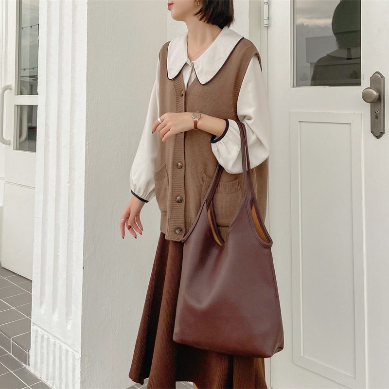 Soft Leather Large-Capacity Tote Bag view 9