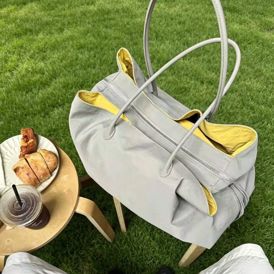 Color-Block Multi-Pocket Nylon Tote Bag view 2