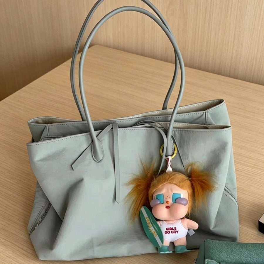 Color-Block Multi-Pocket Nylon Tote Bag view 3