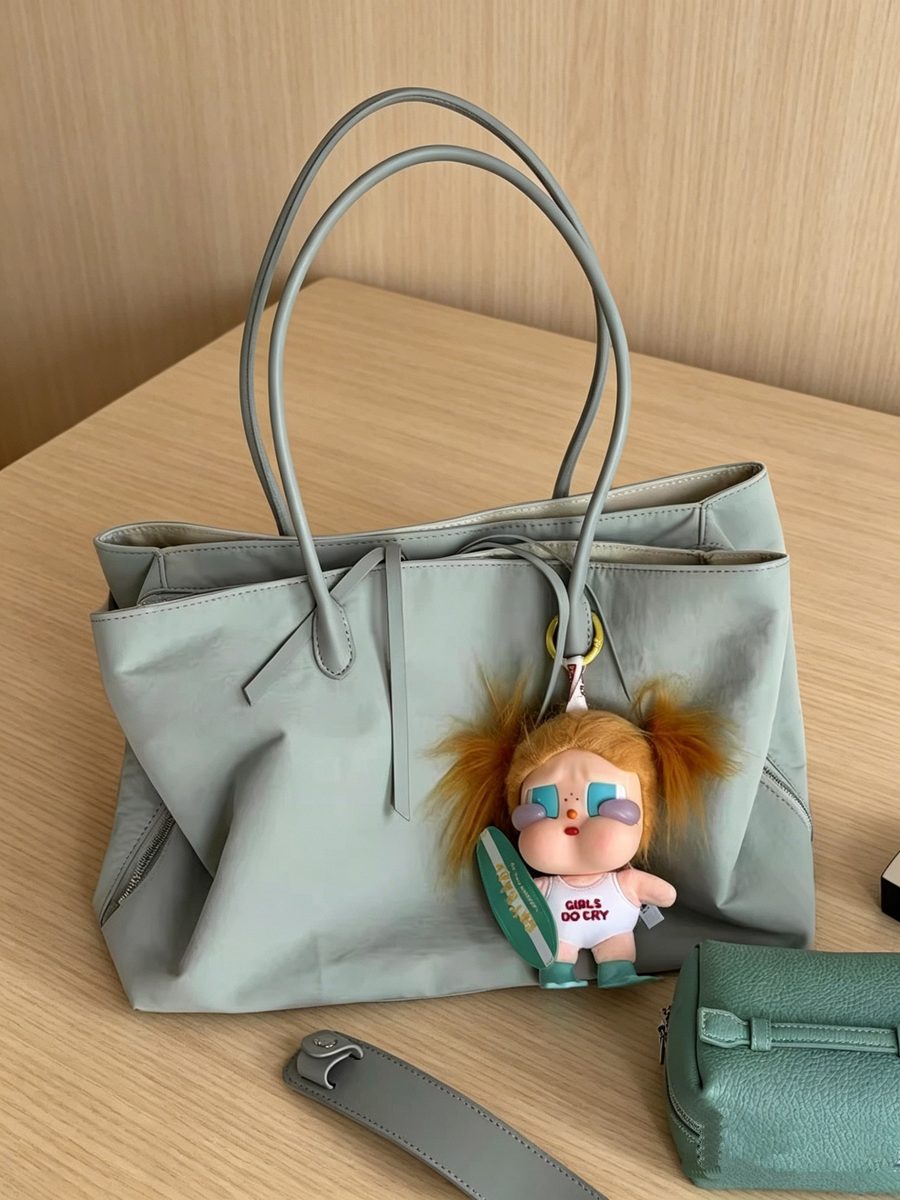 Color-Block Multi-Pocket Nylon Tote Bag view 9