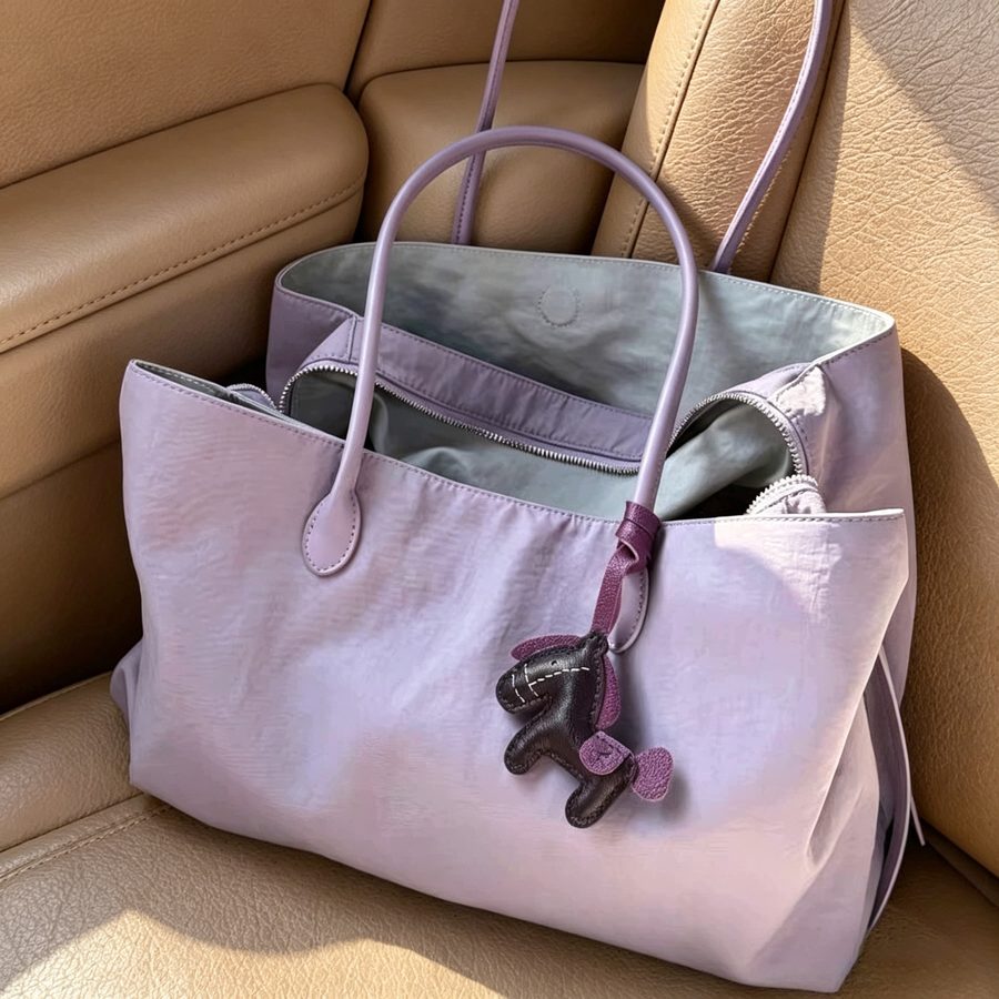 Color-Block Multi-Pocket Nylon Tote Bag view 8