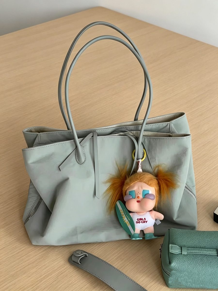 Color-Block Multi-Pocket Nylon Tote Bag view 9