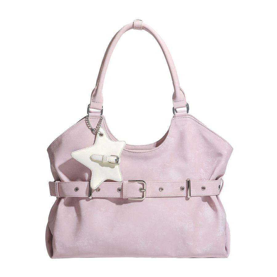 Vintage Moto Belted Shoulder Tote Bag view 5