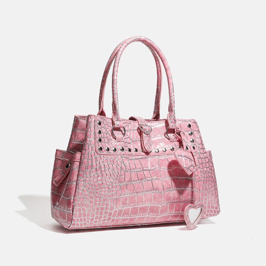 Crocodile Embossed Large-Capacity Top-Handle Bag view 2