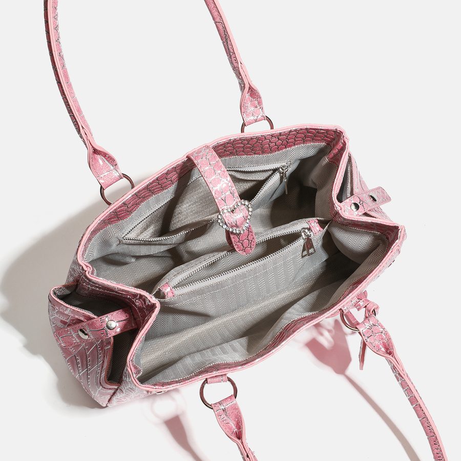 Crocodile Embossed Large-Capacity Top-Handle Bag view 4