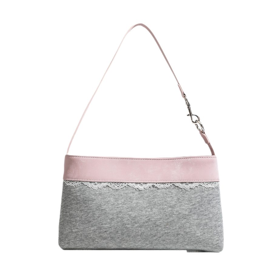 Lace Trim Minimalist Shoulder Tote Bag view 5