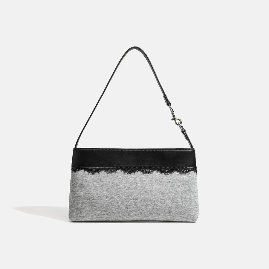 Lace Trim Minimalist Shoulder Tote Bag view 6