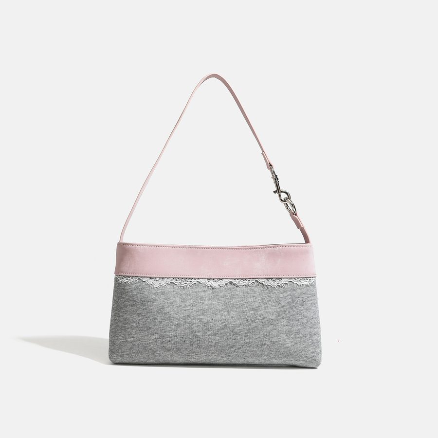 Lace Trim Minimalist Shoulder Tote Bag view 7