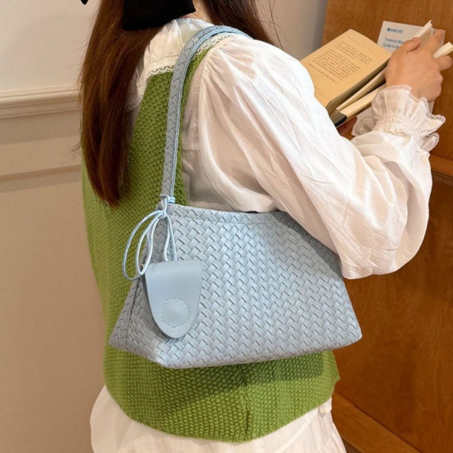 Handmade Woven Shoulder Tote Bag Set view 2
