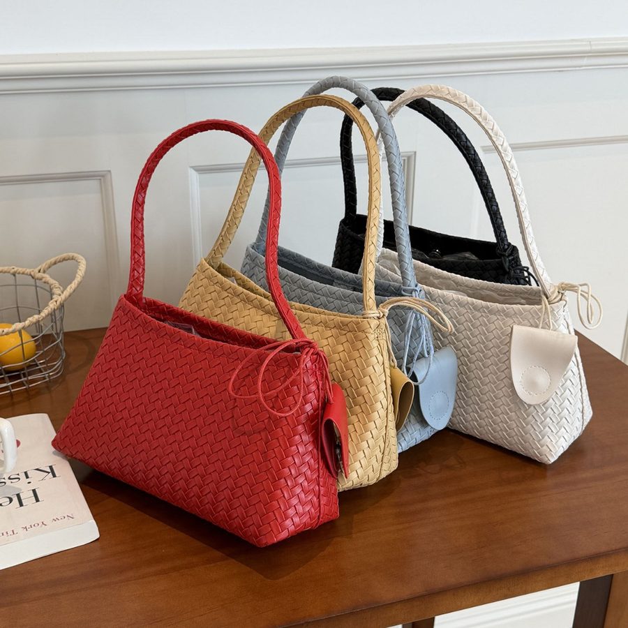 Woven Top-Handle Shoulder Bag Set view 3