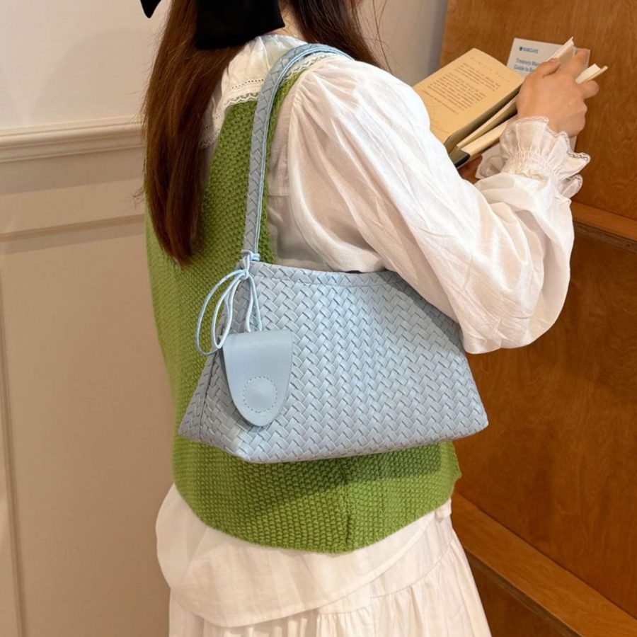 Woven Top-Handle Shoulder Bag Set view 4