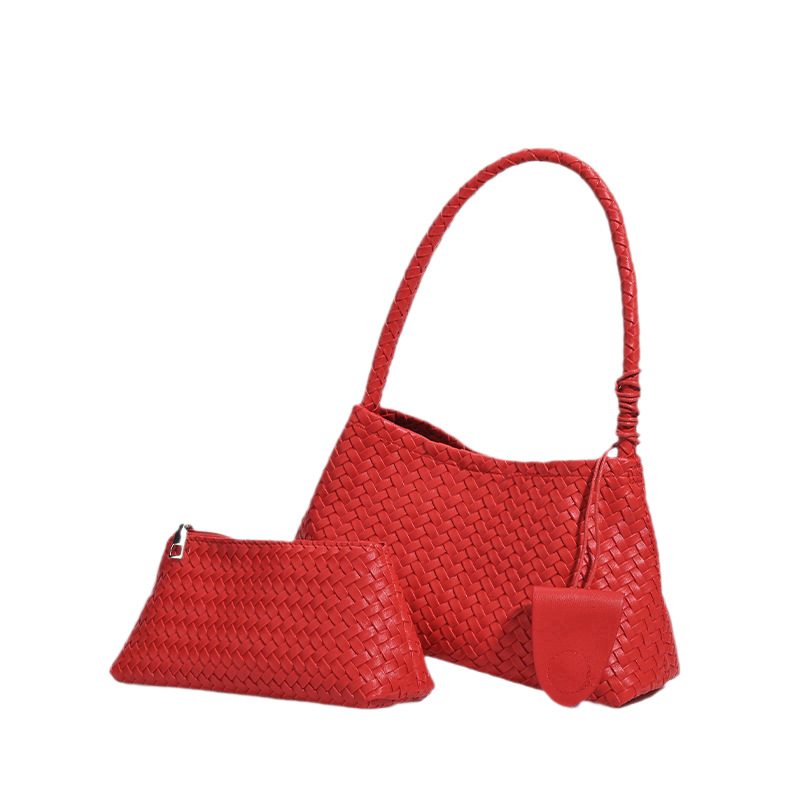 Woven Top-Handle Shoulder Bag Set view 5