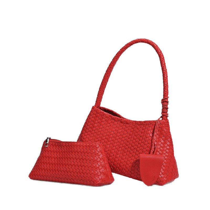 Woven Texture Top-Handle Baguette Bag view 5