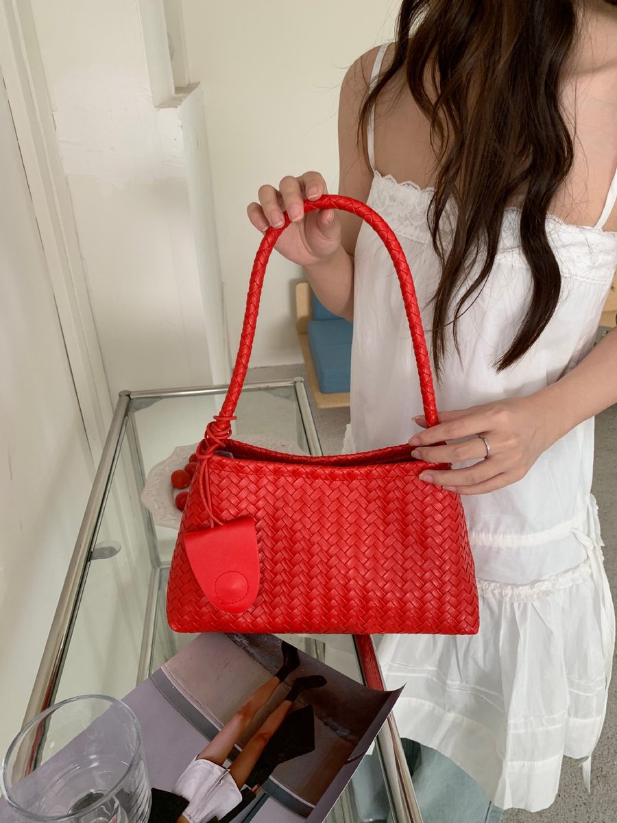 Woven Texture Top-Handle Baguette Bag view 6