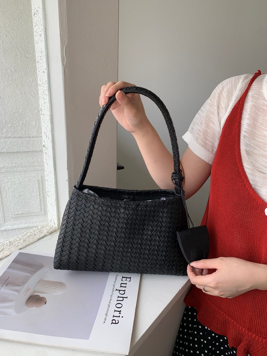 Woven Texture Top-Handle Baguette Bag view 8