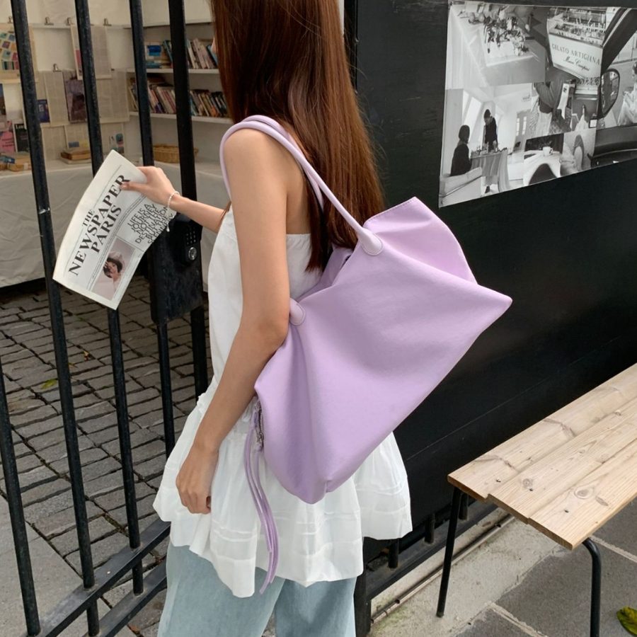 Nylon Multi-Pocket Shoulder Tote Bag view 4