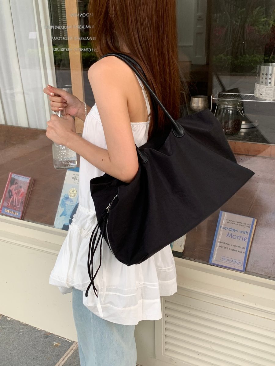 Nylon Multi-Pocket Shoulder Tote Bag view 7