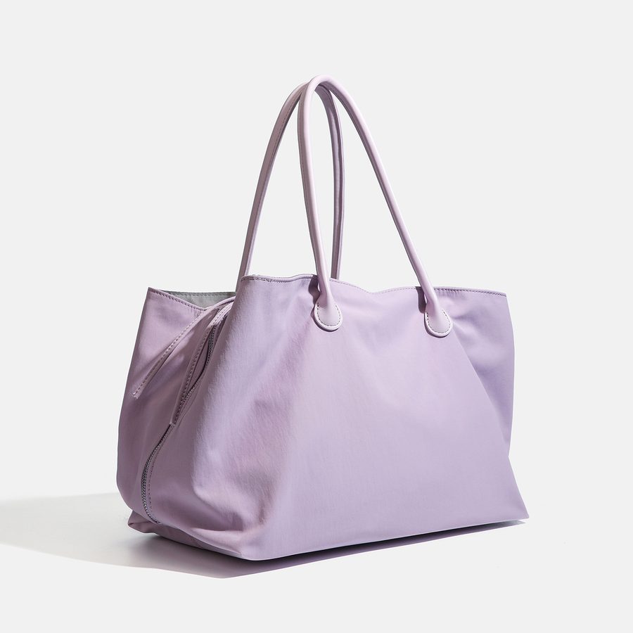 Two-Tone Nylon Multi-Pocket Tote Bag