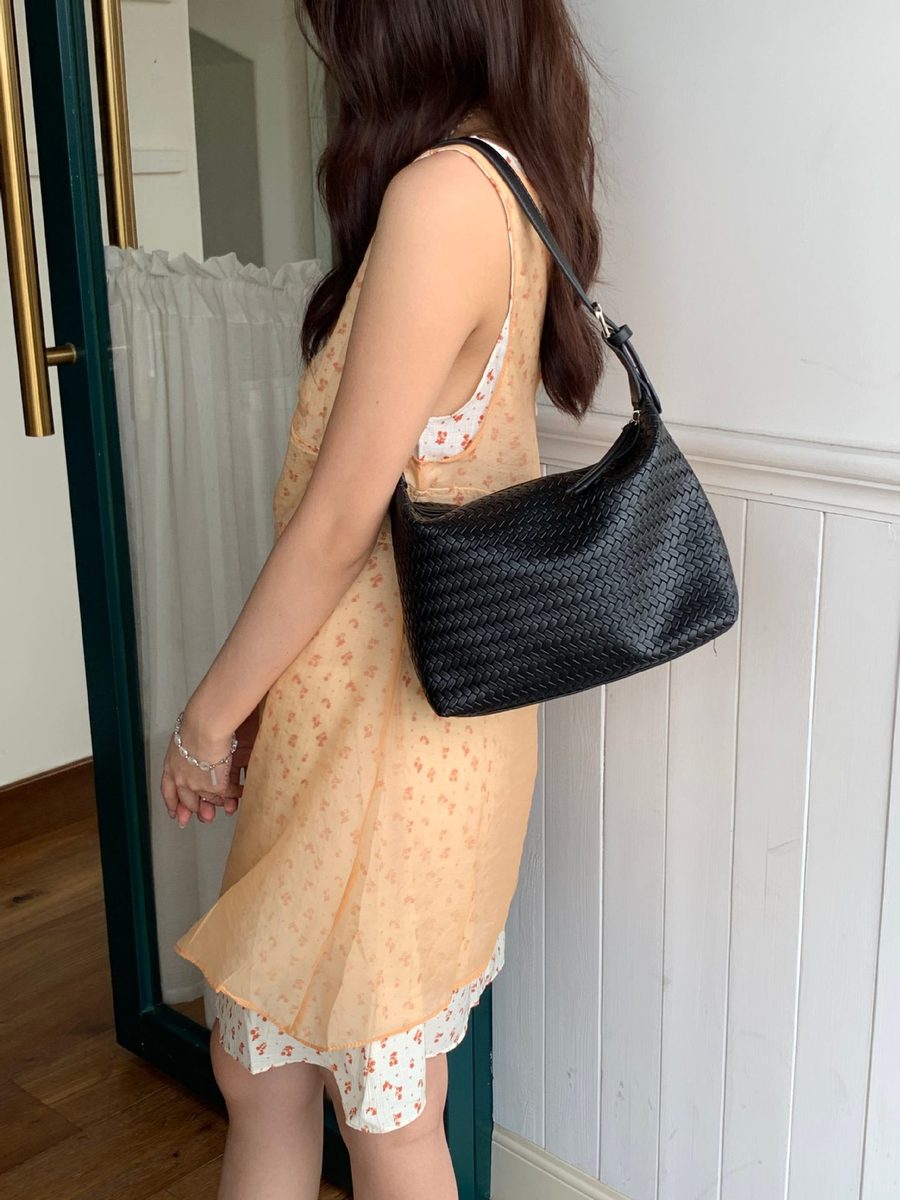 Soft Leather Woven Hobo Shoulder Bag view 6