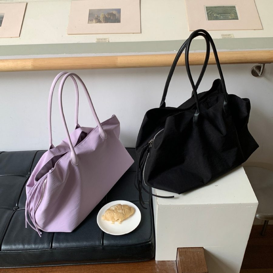 Nylon Multi-Pocket Shoulder Tote Bag