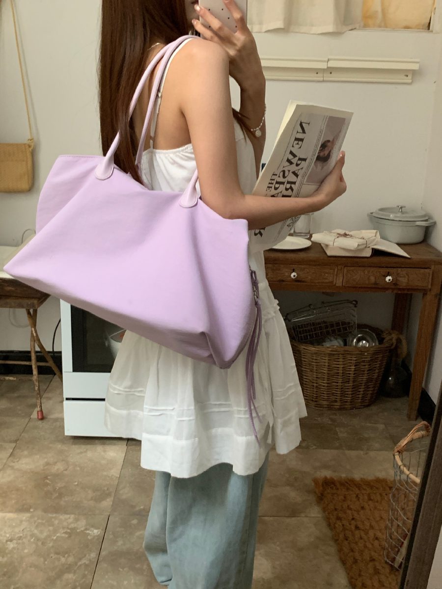 Nylon Multi-Pocket Shoulder Tote Bag view 6