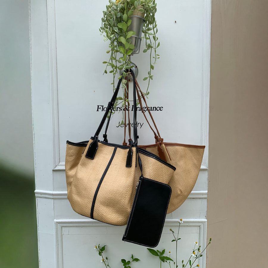 Raffia Straw Woven Tote Bag