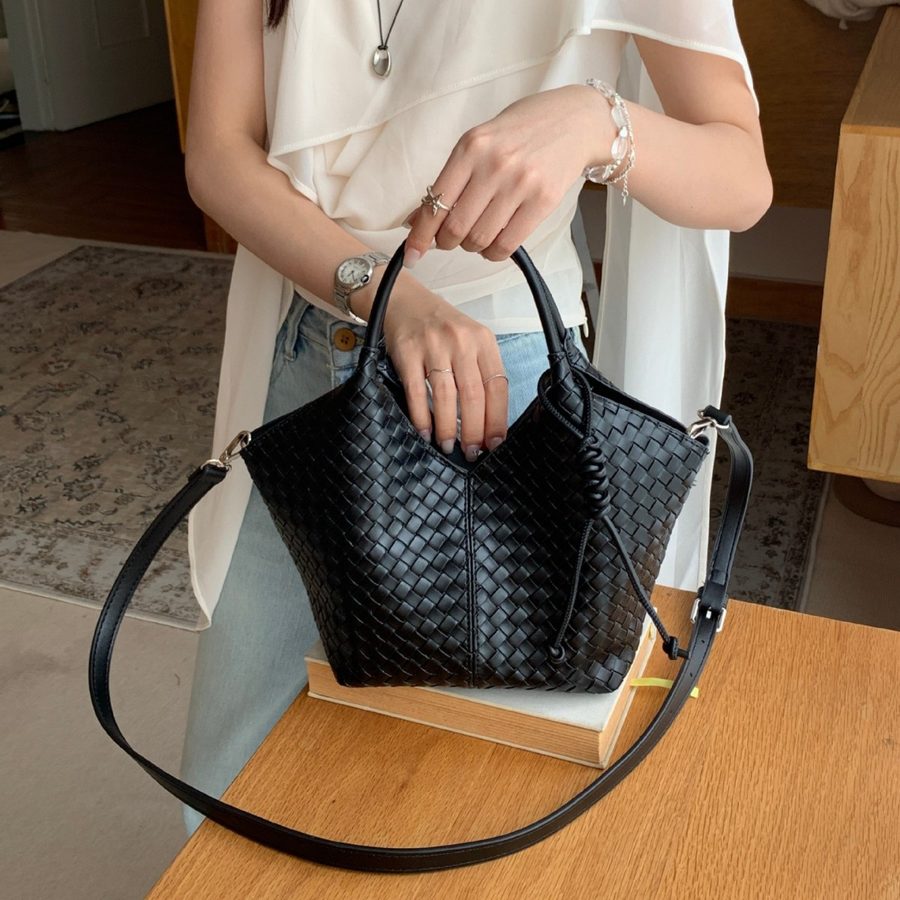 Large Woven Tote Shoulder Bag
