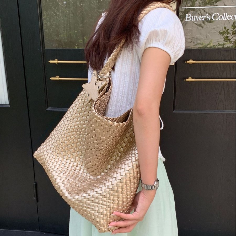 Woven Tote Shoulder Bag Set