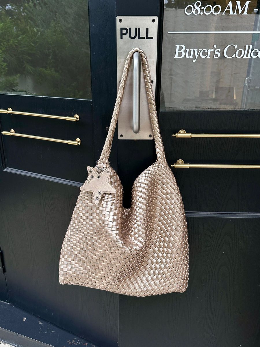 Woven Tote Shoulder Bag Set view 6