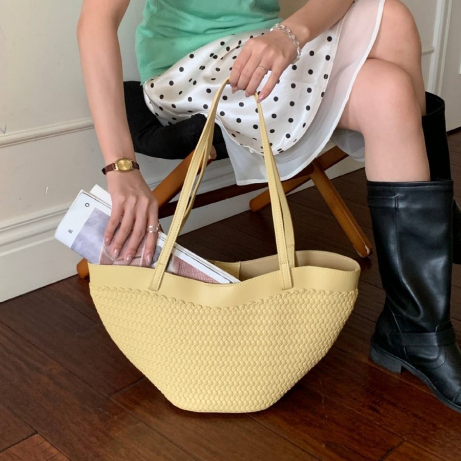 Large Woven Tote Shoulder Bag