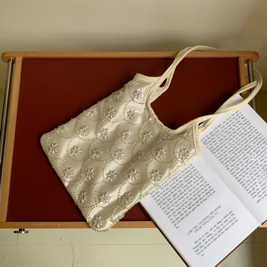 Floral Embroidered Beaded Top-Handle Bag view 4
