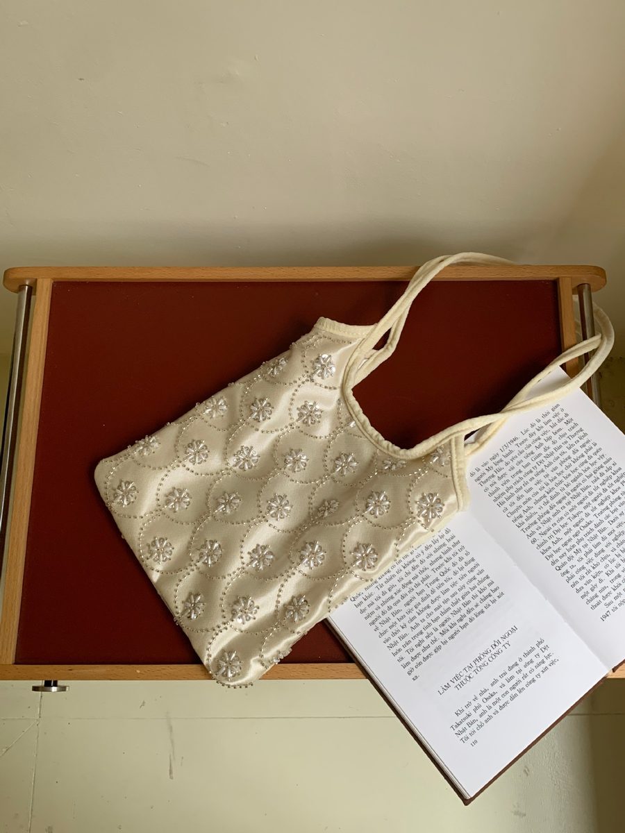 Floral Embroidered Beaded Top-Handle Bag view 7