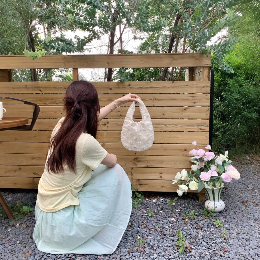 Beaded Satin Tote Bag view 4