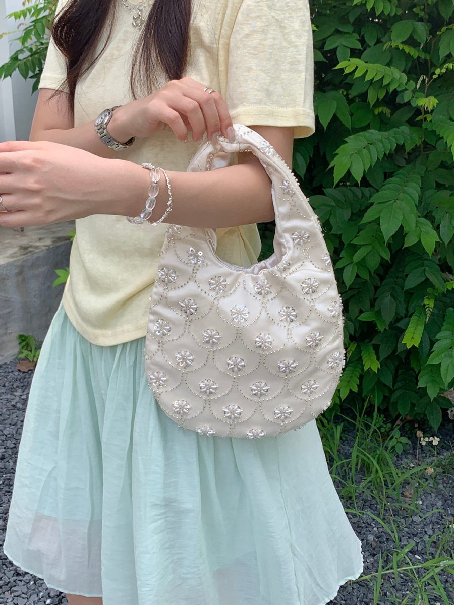 Beaded Satin Tote Bag view 6