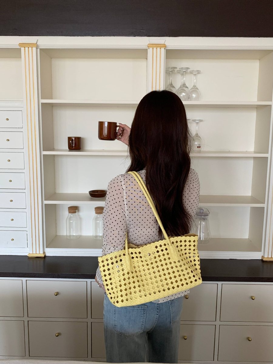 Openwork Woven Tote Bag view 11