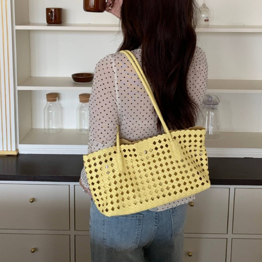 Openwork Woven Tote Bag view 2