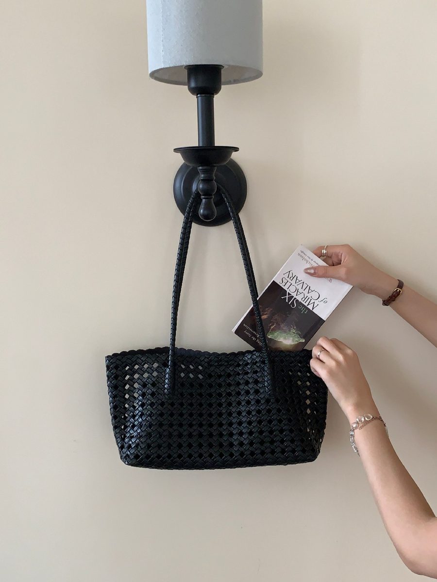 Openwork Woven Tote Bag view 6