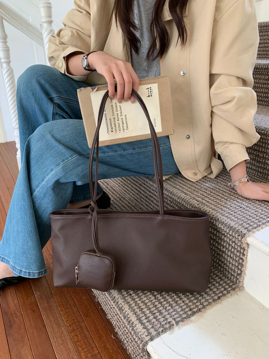Soft Leather Tote Shoulder Bag view 8